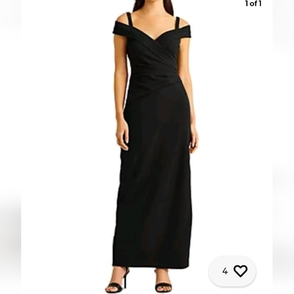 Ralph Lauren Black Cold Shoulder Gown - Picture 1 of 9